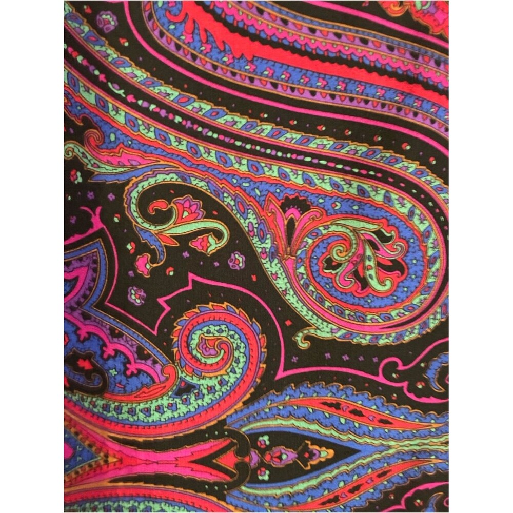 Liz Claiborne Vintage large silk paisley purple black red scarf